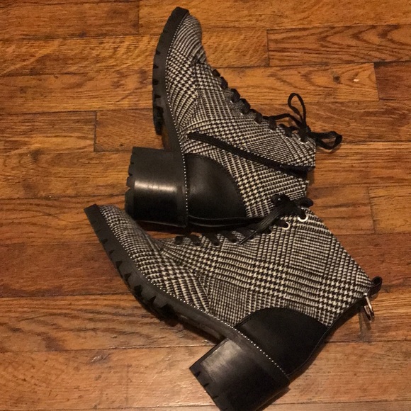 Aldo Black & White Glen Plaid Booties - Picture 3 of 12